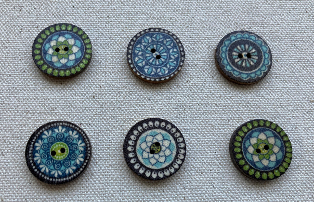 indigo medium wood buttons - 3/4" (20mm)