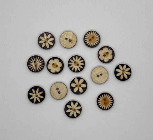 daisy tan button - 5/8" (15 mm)
