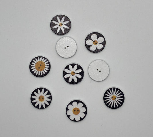 daisy white button - 3/4" (20 mm)