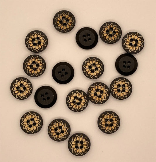 ebony web wood buttons - 5/8" (15mm)