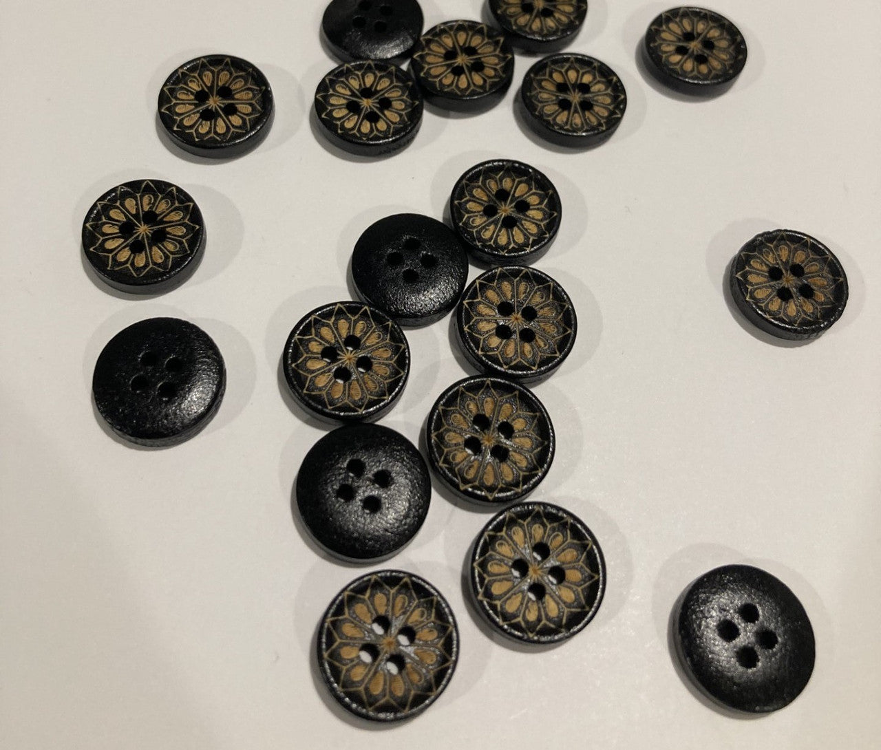 ebony web wood buttons - 5/8" (15mm)