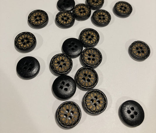 ebony web wood buttons - 5/8" (15mm)