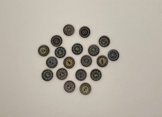 indigo small wood buttons - 5/8" (15mm)